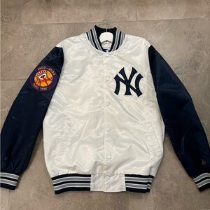 STARTER White and Navy Varsity Jacket
